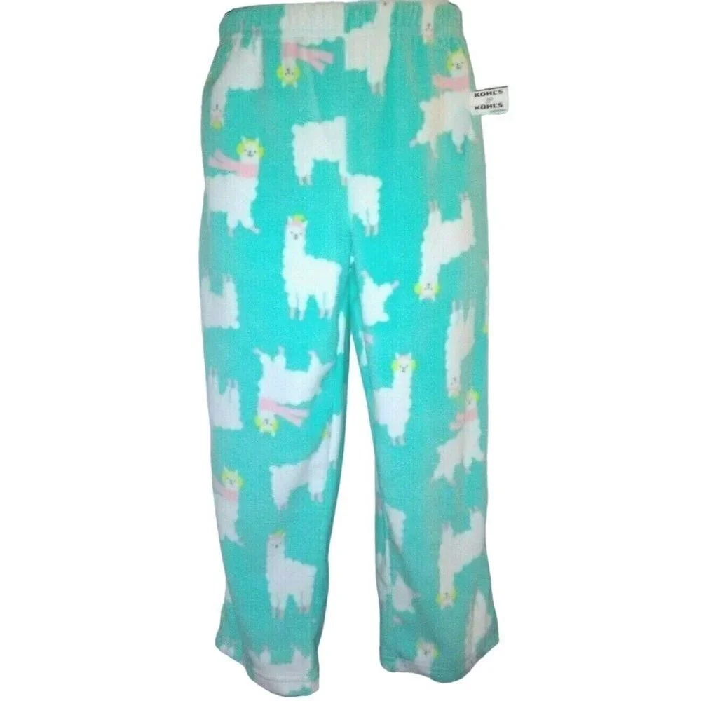 Carter's Girls Fleece Pajamas Pants Size 5 Liama Green White